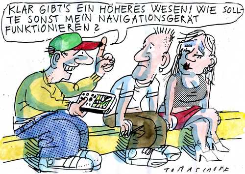 Cartoon: Höhers Wesen (medium) by Jan Tomaschoff tagged glaube,religion,glaube,religion