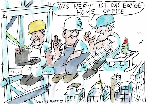 Cartoon: Home office (medium) by Jan Tomaschoff tagged arbeiter,angestellte,computer,manuelle,arbeit,arbeiter,angestellte,computer,manuelle,arbeit