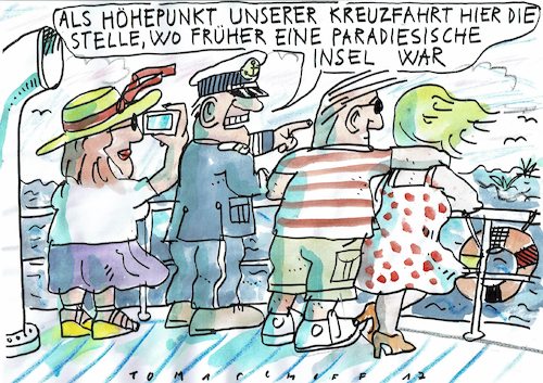 Cartoon: Insel (medium) by Jan Tomaschoff tagged klima,meeresspiegel,klima,meeresspiegel