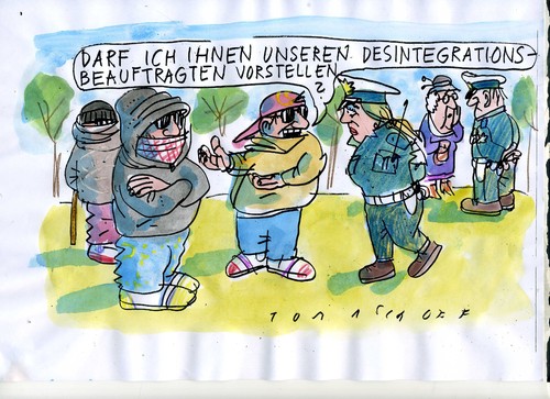 Cartoon: Integration (medium) by Jan Tomaschoff tagged parallelgesellschaft,integration,parallelgesellschaft,integration