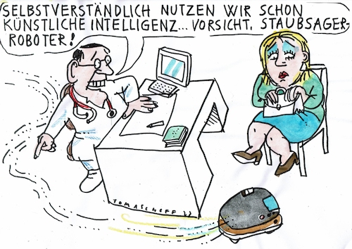 Cartoon: Intelligenz (medium) by Jan Tomaschoff tagged medizin,ki,roboter,medizin,ki,roboter