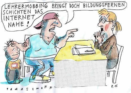 Cartoon: Internetmobbing (medium) by Jan Tomaschoff tagged mobbing,schule,internet,mobbing,schule,internet