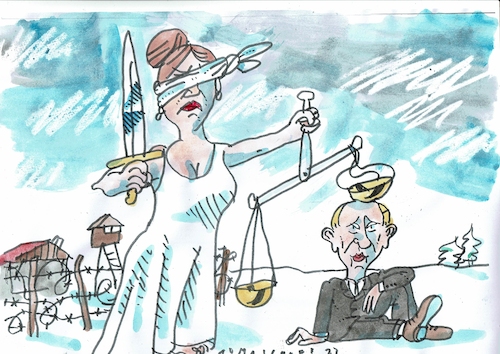 Cartoon: Justiz russisch (medium) by Jan Tomaschoff tagged putin,autokratie,justiz,putin,autokratie,justiz