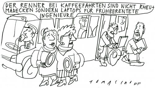 Cartoon: Kaffeefahrten (medium) by Jan Tomaschoff tagged generationen,rentner,alterspyramide,rentensystem