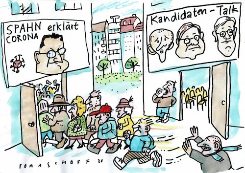 Cartoon: Kandidaten (medium) by Jan Tomaschoff tagged cdu,spahn,coronavirus,cdu,spahn,coronavirus