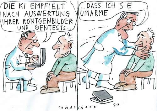 Cartoon: KI (medium) by Jan Tomaschoff tagged gesundheit,medizin,ärzte,ki,zuwendung,gesundheit,medizin,ärzte,ki,zuwendung