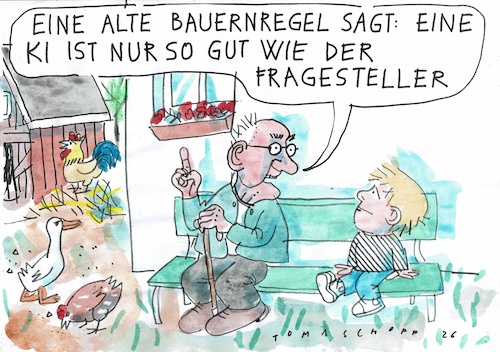 Cartoon: KI (medium) by Jan Tomaschoff tagged ki,verläßlichkeit,user,fragesteller,ki,verläßlichkeit,user,fragesteller