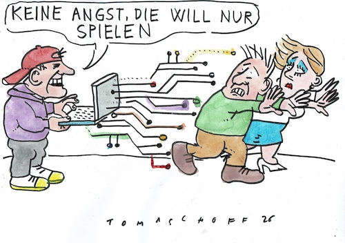 Cartoon: KI (medium) by Jan Tomaschoff tagged internet,daten,ki,übergriffe,internet,daten,ki,übergriffe