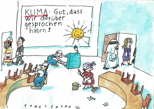 Cartoon: Klimakonferenz (medium) by Jan Tomaschoff tagged klima,konferenz,versprechen,ziele,klima,konferenz,versprechen,ziele