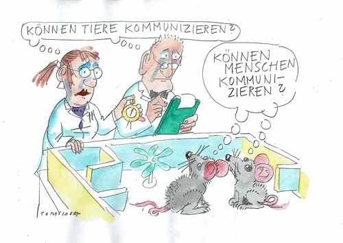 Cartoon: Kommunikation (medium) by Jan Tomaschoff tagged tiere,menschen,versuche,kommunikation,tiere,menschen,versuche,kommunikation