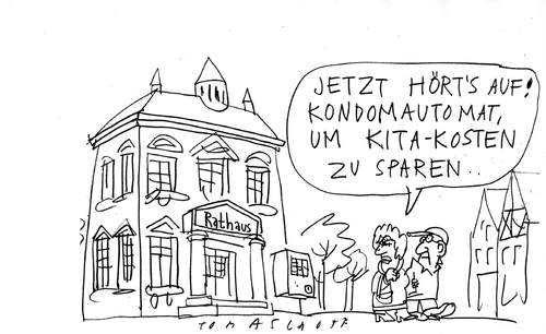Cartoon: Kondomautomat (medium) by Jan Tomaschoff tagged kitas,kommunen,städte,steuern,kondom,kitas,kommunen,städte,steuern,kondom,kinder,nachwuchs,familie