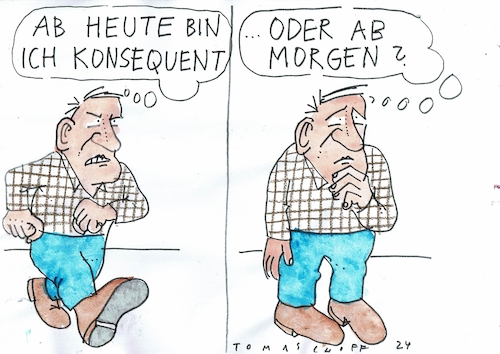 Cartoon: konsequent (medium) by Jan Tomaschoff tagged vorsätze,konsequenz,vorsätze,konsequenz