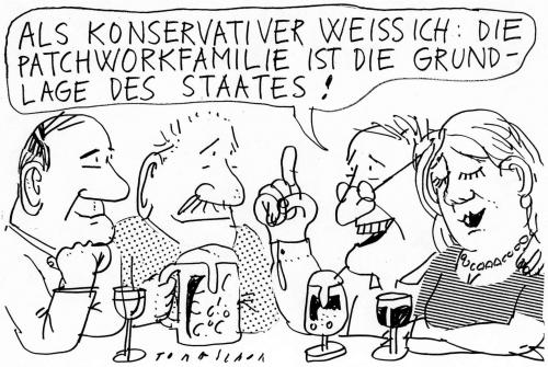 Cartoon: Konservativ (medium) by Jan Tomaschoff tagged patchwork,familie,scheidung,eherecht