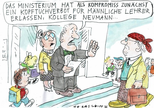 Cartoon: Kopftuch (medium) by Jan Tomaschoff tagged islam,toleranz,kopftuch,schule,islam,toleranz,kopftuch,schule