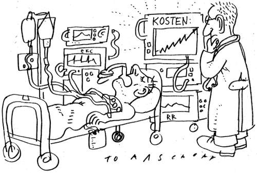 Cartoon: Kosten (medium) by Jan Tomaschoff tagged gesundheitsreform,patienten,krankenkassen