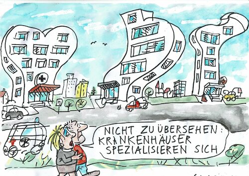 Cartoon: Krankenhäuser (medium) by Jan Tomaschoff tagged krankenhäuser,spezialisierung,krankenhäuser,spezialisierung