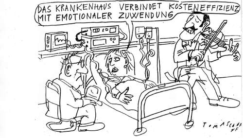 Cartoon: Krankenhaus (medium) by Jan Tomaschoff tagged gesundheitsreform,patienten,krankenkassen,apparatemedizin