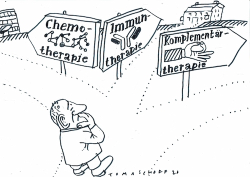 Cartoon: Krebsbehandlung (medium) by Jan Tomaschoff tagged onkologie,krebs,tumor,adjuvante,behandlung,onkologie,krebs,tumor,adjuvante,behandlung