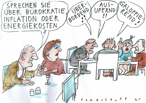 Cartoon: Krisen (medium) by Jan Tomaschoff tagged bürokratie,inflation,energie,krise,bürokratie,inflation,energie,krise