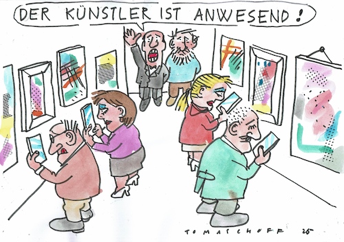 Cartoon: Kunst (medium) by Jan Tomaschoff tagged kommunikation,handy,internet,vernissage,kommunikation,handy,internet,vernissage