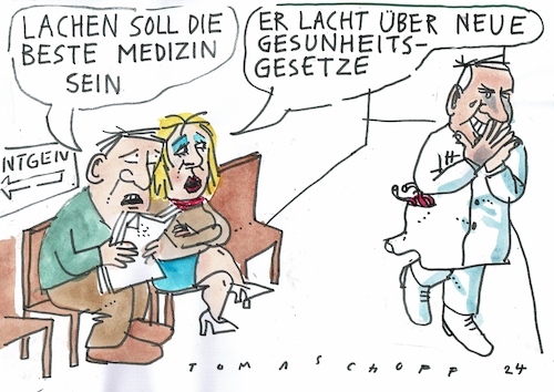 Cartoon: Lachen (medium) by Jan Tomaschoff tagged gesundheit,kosten,reformen,gesundheit,kosten,reformen