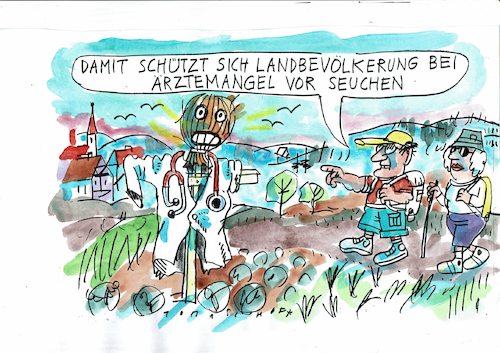 Cartoon: Landärzte (medium) by Jan Tomaschoff tagged ärztemangel,ärztemangel