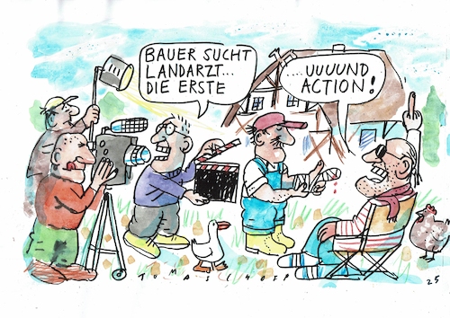 Cartoon: Landarzt (medium) by Jan Tomaschoff tagged stadt,land,landarzt,gesundheit,stadt,land,landarzt,gesundheit