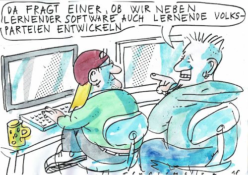 Cartoon: lernen (medium) by Jan Tomaschoff tagged volksparteien,volksparteien