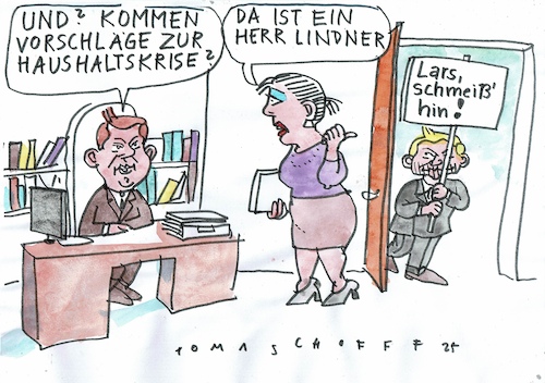 Cartoon: Lindner (medium) by Jan Tomaschoff tagged klingbeil,lindner,haushalt,staatsschulden,klingbeil,lindner,haushalt,staatsschulden