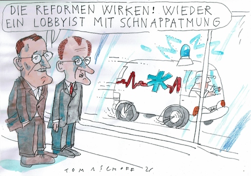 Cartoon: Lobby (medium) by Jan Tomaschoff tagged merz,spahn,reformen,lobby,merz,spahn,reformen,lobby