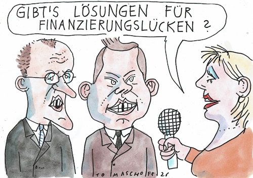 Cartoon: Lücke (medium) by Jan Tomaschoff tagged geld,schulden,klingbeil,merz,geld,schulden,klingbeil,merz