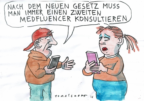 Cartoon: Medfluencer (medium) by Jan Tomaschoff tagged gesundheit,zweitmeinung,internet,gesundheit,zweitmeinung,internet