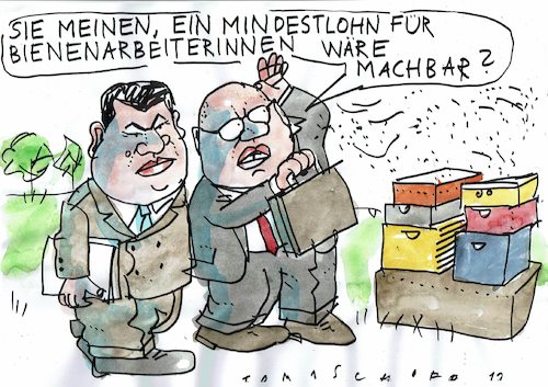 Cartoon: Mindestlohn (medium) by Jan Tomaschoff tagged mindestlohn,prekäre,jobs,mindestlohn,prekäre,jobs
