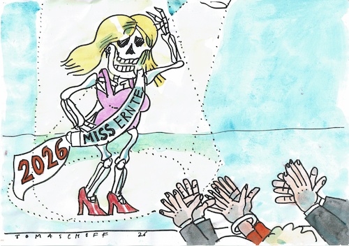 Cartoon: Miss (medium) by Jan Tomaschoff tagged wetter,trockenheit,ernte,landwirtschaft,wetter,trockenheit,ernte,landwirtschaft