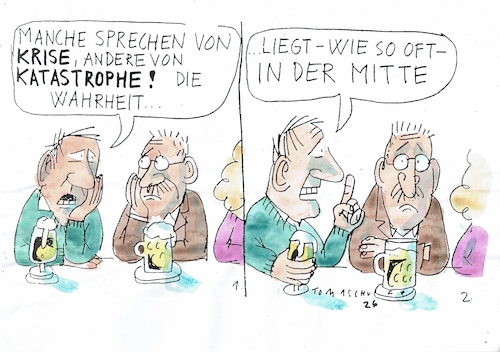 Cartoon: Mitte (medium) by Jan Tomaschoff tagged krise,angst,pessimismus,krise,angst,pessimismus