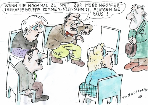 Cartoon: Mobbing (medium) by Jan Tomaschoff tagged mobbing,stress,beruf,therapie,mobbing,stress,beruf,therapie