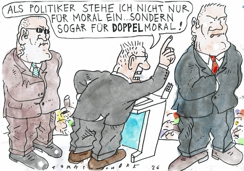 Cartoon: Moral (medium) by Jan Tomaschoff tagged politik,moral,politik,moral