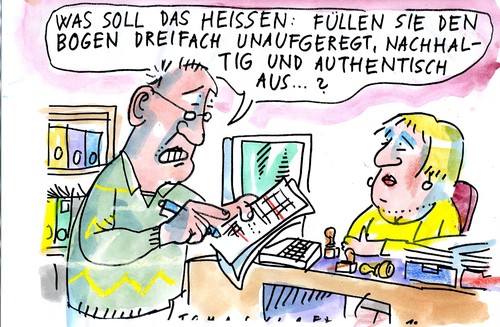 Cartoon: Nachhaltige Bürokratie (medium) by Jan Tomaschoff tagged bürokratie,bürokratie