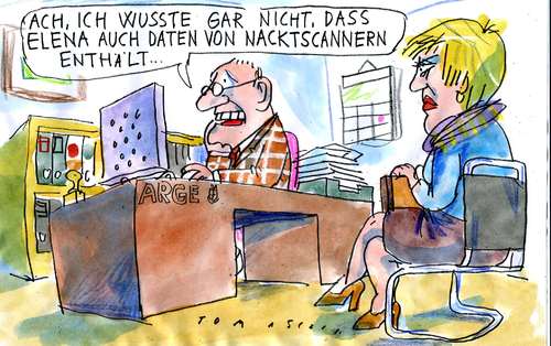 Cartoon: Nacktscanner (medium) by Jan Tomaschoff tagged nacktscanner,flugsicherheit,terroranschlag,elena