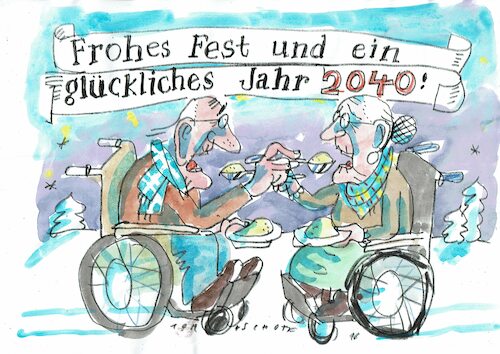 Cartoon: Neujahr4 (medium) by Jan Tomaschoff tagged alter,demografie,alter,demografie