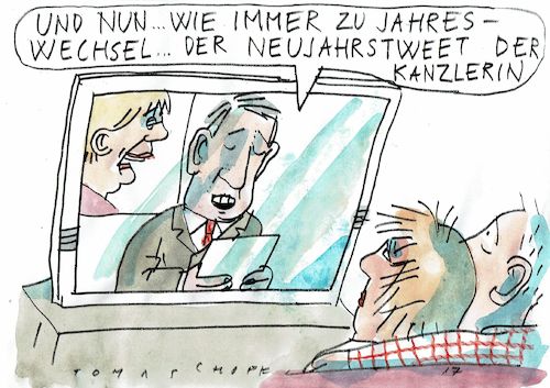Cartoon: Neujahrstweet (medium) by Jan Tomaschoff tagged medien,kommunikation,politik,medien,kommunikation,politik