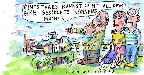 Cartoon: no (medium) by Jan Tomaschoff tagged schulden,debts,schulden,debts
