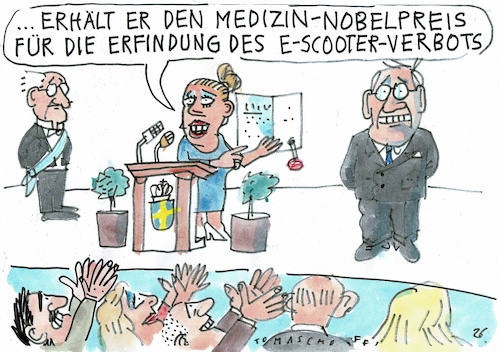 Cartoon: Nobelpreis (medium) by Jan Tomaschoff tagged escooter,unfall,gesundheit,escooter,unfall,gesundheit