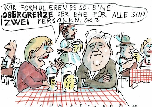 Cartoon: Obergrenze (medium) by Jan Tomaschoff tagged csu,obergrenze,schwesternparteien,csu,obergrenze,schwesternparteien