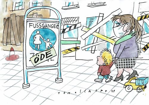 Cartoon: Öde (medium) by Jan Tomaschoff tagged corona,ladensterben,fußgängerzone,corona,ladensterben,fußgängerzone