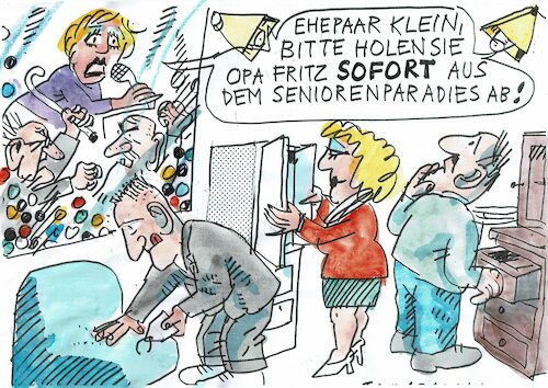 Cartoon: Paradies (medium) by Jan Tomaschoff tagged rente,demografie,alter,rente,demografie,alter