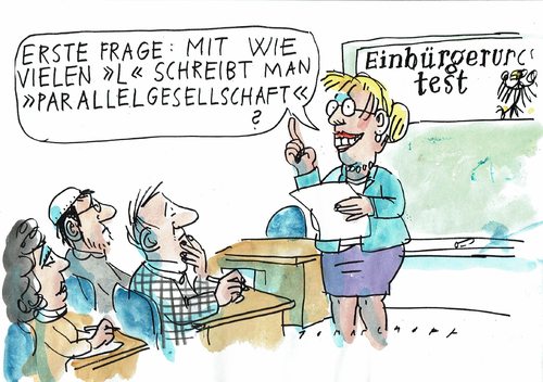 Cartoon: Parallel (medium) by Jan Tomaschoff tagged intergration,flüchtlinge,intergration,flüchtlinge