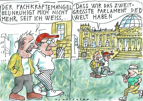 Cartoon: Parlament (medium) by Jan Tomaschoff tagged bundestag,mandate,fachkräftemangel,bundestag,mandate,fachkräftemangel