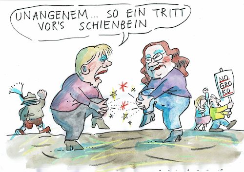 Cartoon: Parterebellen (medium) by Jan Tomaschoff tagged cdu,merkel,spd,nahles,cdu,merkel,spd,nahles