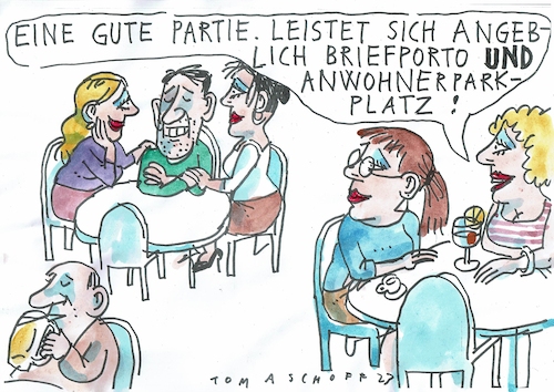 Cartoon: Partie (medium) by Jan Tomaschoff tagged geld,post,parken,geld,post,parken